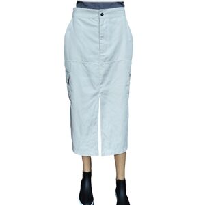 Bar III Light Gray Midi Skirt with Pockets